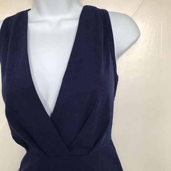 Navy blue v neck cocktail dress - Picture 5 of 6